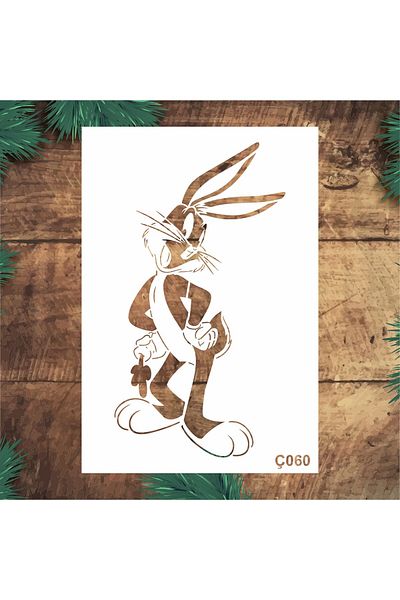 STENCİLTASARIM Bugs Bunny Designed Wall and Wooden Painting Pattern for Kids - Ç060
