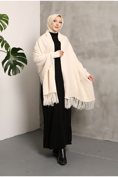 Rimel Moda Μπεζ Πλεκτό Σάλι Poncho