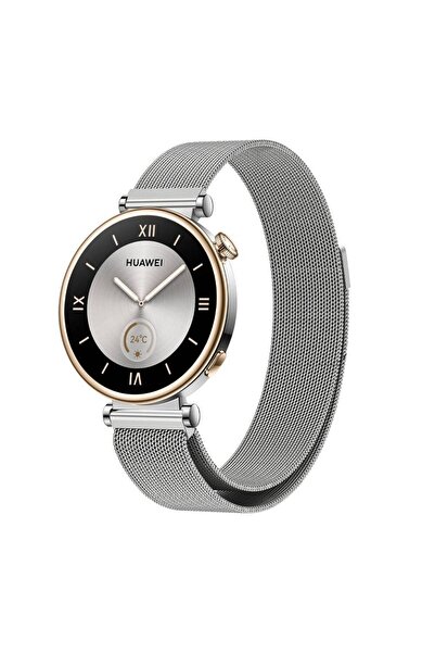 Fibaks Huawei Watch GT4 41mm Compatible Metal Straw Braid Magneted Milano Loop Cord