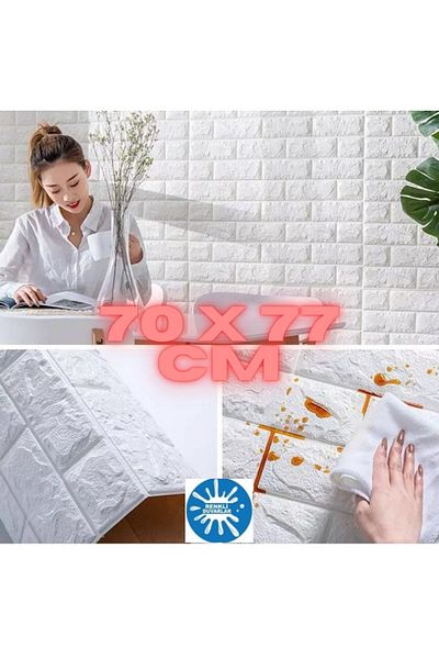 Renkli Duvarlar Panou 3d Caramida Alba 77x70 Cm Panou Perna Autoadeziv Panou Perete