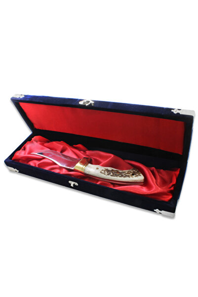 Tesbihane Özel Kutulu Geyik Boynuzu 4116 Çelik Komando Avcı/Kamp Bıçağı