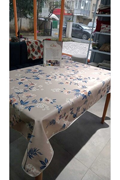 DÜŞLER EV TEKSTİLİ Față de masă din satin cu model floral bej