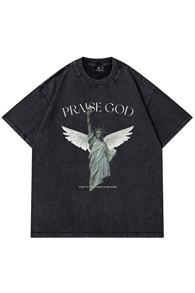FECCY Tricou unisex oversize Praise God, lavabil, antacid