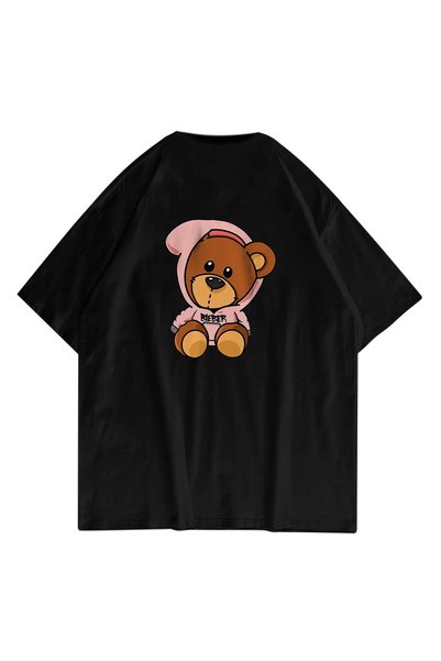 FECCY Υπερμεγέθες Ουνισέξ Μπλουζάκι Drew Bear Μαύρο