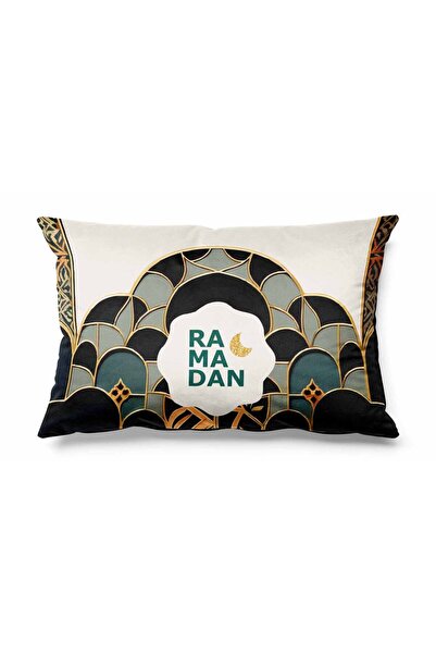Pilloveland Husă de pernă dreptunghiulară Ramadan cu model arab, imprimată pe două fețe, din piele intoarsa Ramadan Kareem