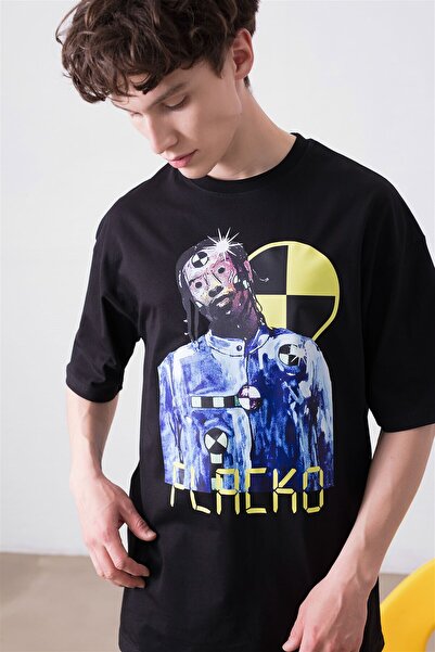FECCY Oversize unisex majica Flacko Asap Rocky crne boje