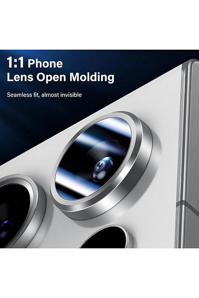 USIDE واقي كاميرا Galaxy S24 Ultra Compatible 9h، إطار ألومنيوم رفيع للغاية فضي [مجموعة من 5]