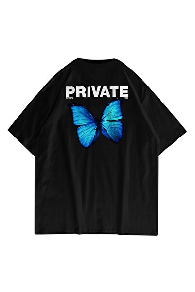 FECCY Υπερμεγέθες Ουνισέξ Μαύρο Μπλουζάκι Private