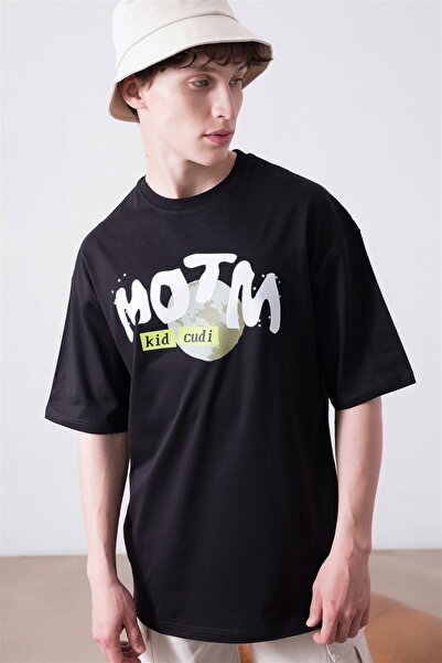 FECCY Oversize unisex majica Kid Cudi Man Of The Moon 3 crna