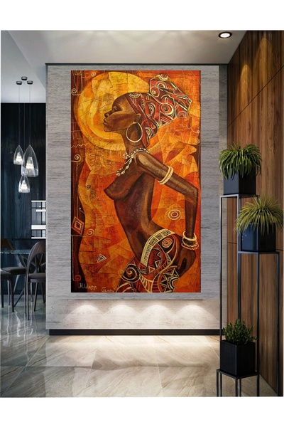 HDART Soyut Afrikalı Zenci Kadın Dekoratif Kanvas Duvar Tablo Tablosu