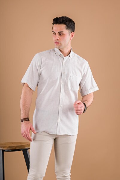 evrytime Класична модель з кишенями, смугаста, короткий рукав, літня бавовняна сорочка для чоловіків