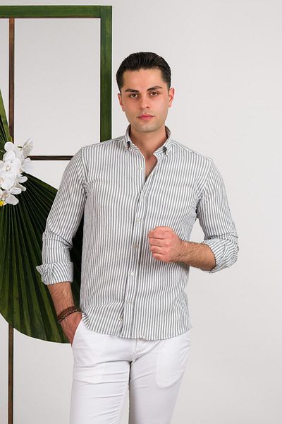 ModTime Ανδρικό καλοκαιρινό βαμβακερό πουκάμισο Slimfit Seersucker