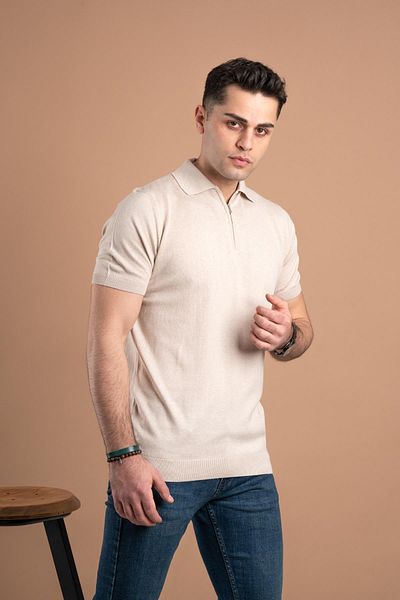 Woolen World Ανδρικό πλεκτό μπλουζάκι με γιακά Regular Fit