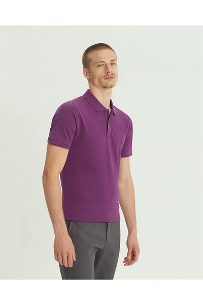 SÜVARİ Ανδρικό μπλουζάκι Cavalier Slim Fit Polo Collar Purple