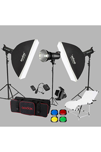 Godox SK400 3'lü Paraflaş Set + Çekim Masası 60x130cm