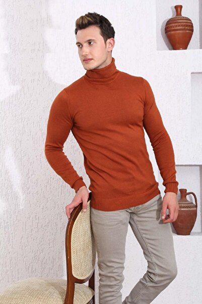 AKÇAYLAR Слімфіт чоловічий трикотажний светр з коміром та еластичною талією