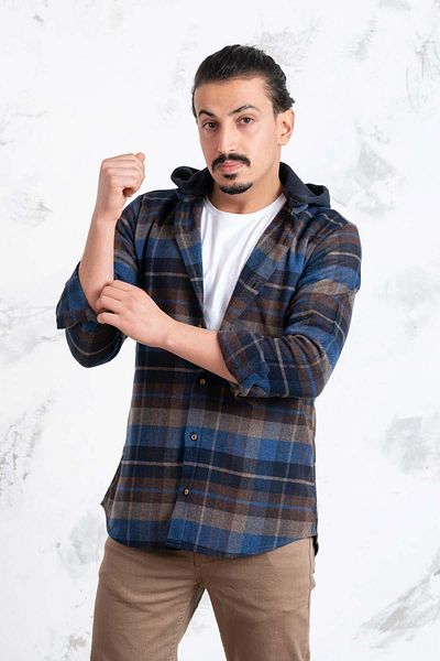 ADVANTE Cămașă de lemne pentru bărbați cu glugă Slimfit