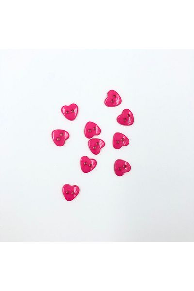 HOBİREYON 10 Pieces 12 Mm Heart Button (FUCHIA)