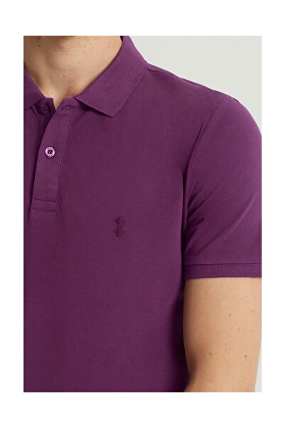 SÜVARİ Ανδρικό μπλουζάκι Cavalier Slim Fit Polo Collar Purple
