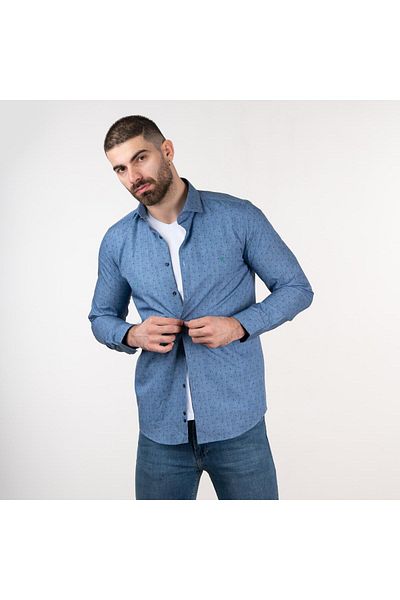 AKÇAYLAR Мъжка дънкова риза с шарки Ecer Slimfit
