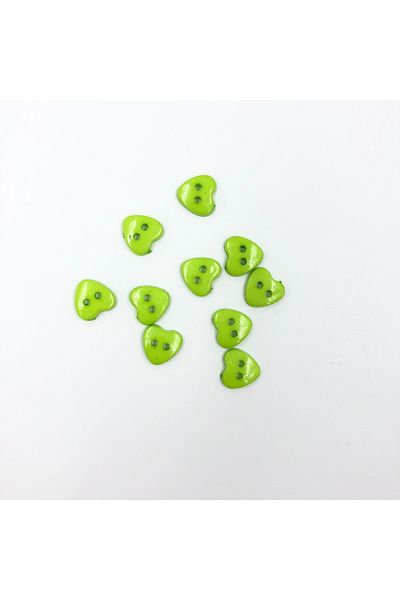 HOBİREYON 10 Pieces 12 Mm Heart Button (GREEN)