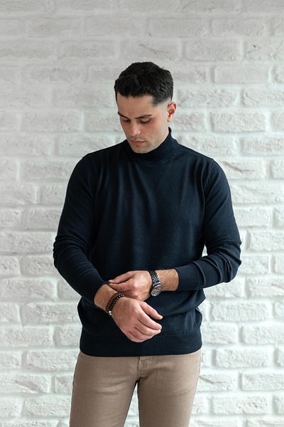AKÇAYLAR Brng Мъжки пуловер от ликра с висока яка с висока яка