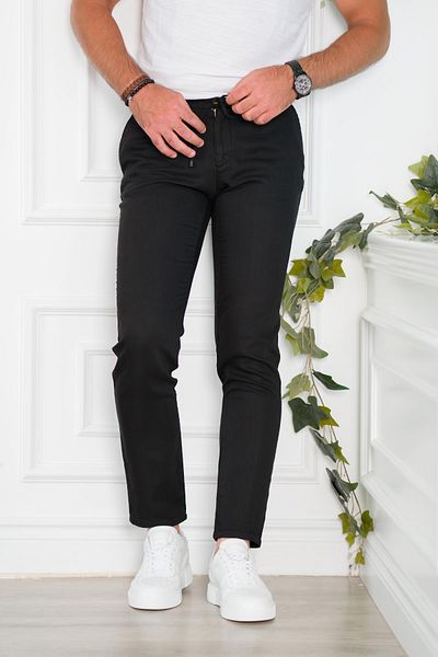 AKÇAYLAR Ανδρικό παντελόνι Jogger με ελαστική μέση, καλοκαιρινό λεπτό ύφασμα με νήματα κανονική εφαρμογή