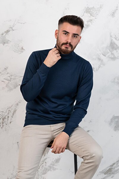 AKÇAYLAR Слімфіт чоловічий трикотажний светр з коміром