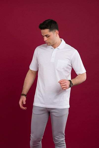 Woolen World Ανδρικό μπλουζάκι Mercerized Classic Fit Polo Neck με τσέπη