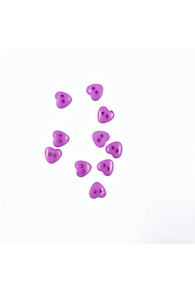 HOBİREYON 10 Pieces 12 Mm Heart Button (PURPLE)