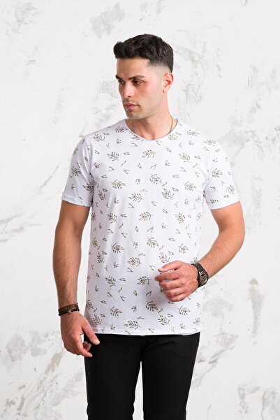 AKÇAYLAR Сліпфіт Бавовняна чоловіча футболка з принтом