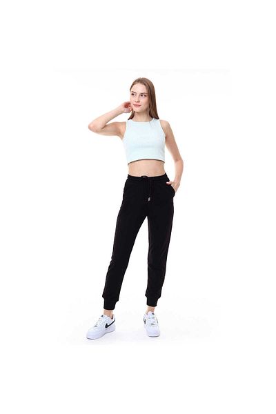 Miss Puddra Women's Single Bottom Tracksuit Black with Cuffs