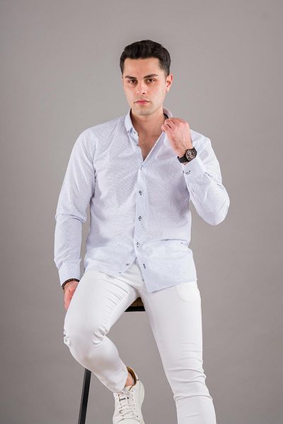 BİCAN Cămașă Bican Slimfit pentru bărbați, cu guler cu buline