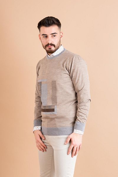Ecer Ανδρικό πουλόβερ με λεπτό πλεκτό σχέδιο Slimfit Piece
