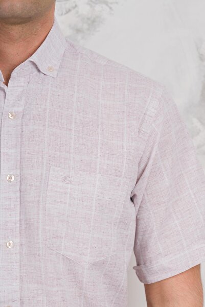 evrytime Класичний крій з кишенями, картатий візерунок, короткий рукав, літня бавовняна сорочка для чоловіків