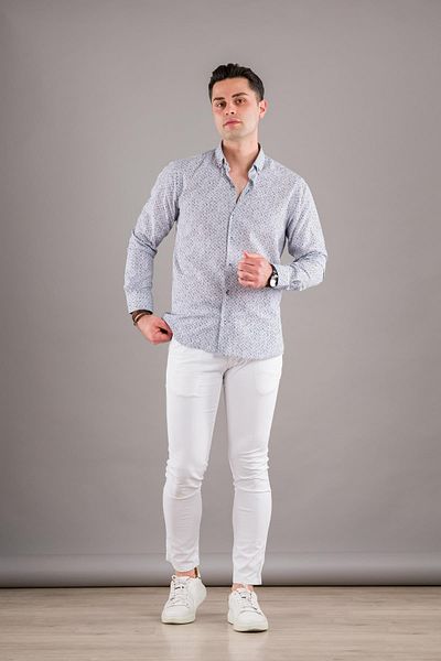 BİCAN Ανδρικό πουκάμισο με μοτίβο Bican με κουμπιά Slimfit
