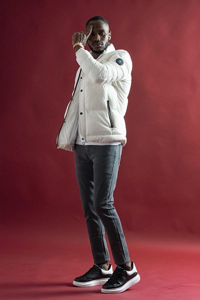 AKÇAYLAR Slimfit Men's Short Coat with Snap Fasteners and Zipper Closure, Stand-up Collar Sleeves, Elastic Lining, Side Pockets