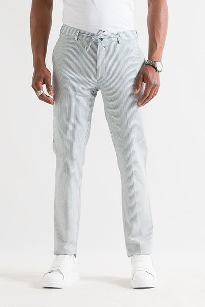 AKÇAYLAR Ανδρικό καλοκαιρινό παντελόνι Jogger Slimfit με ριγέ ελαστική μέση και διπλό πόδι