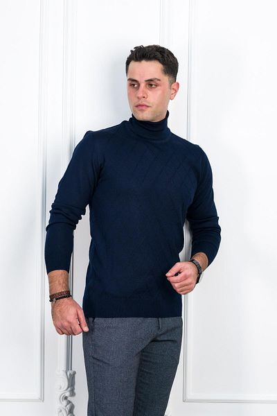 Woolen World Мъжки пуловер с поло яка и шарка, стандартна кройка