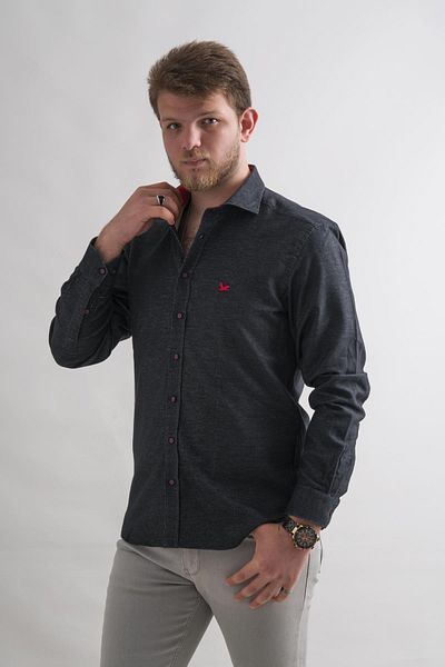 Dorss Мъжка риза Slimfit Cotton Garnish Winter Debely Fabric