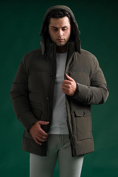 AKÇAYLAR Slimfit Hooded, Zipper and Button Closing, Side and Top Pockets, Dense Fiber Filled Long Coat