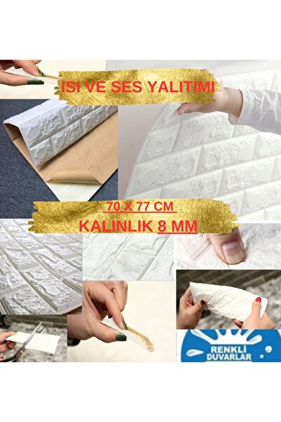 Renkli Duvarlar Kendinden Yapışkanlı Köpük 8,5 mm Tuğla Duvar Paneli 77x70 cm...