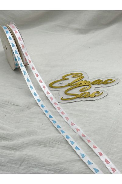 E Elmas Single Baby Foot Patterned Satin Ribbon (1 cm 10 meters)