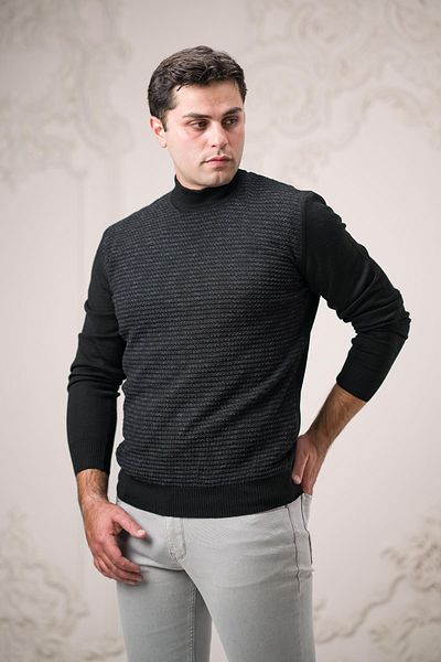 nehir by ahmet fulker Nehir By Faruk Ülker Regular Fit Half Turtlekeck Self Patterned Wool Мъжки пуловер