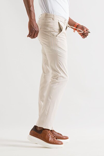 Ecer Slimfit Λεπτό καλοκαιρινό υφασμάτινο παντελόνι Jogger με ελαστική μέση και κλωστή