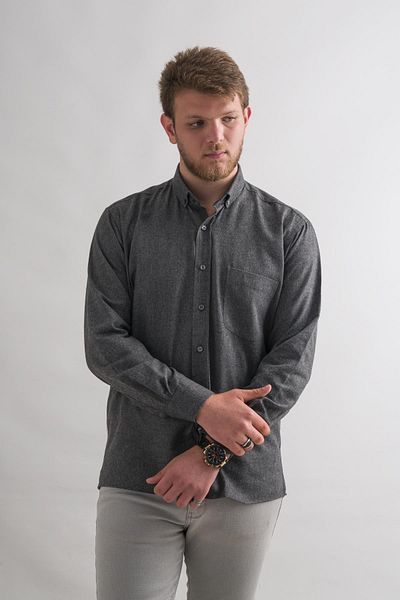 BİCAN Ανδρικό πουκάμισο Bican Casual Cut Pocket Lapel Button Χειμερινό ύφασμα