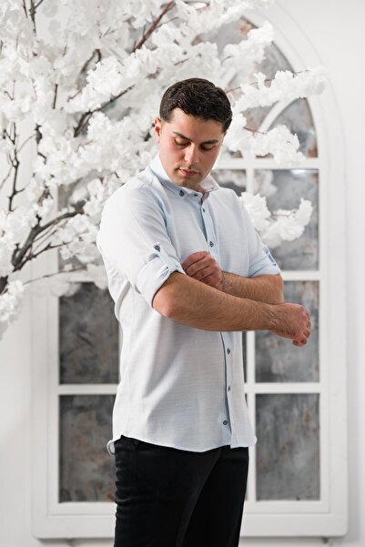 ADVANTE Сlimfit Складний рукав з козирком та коміром на ґудзиках Чоловіча сорочка