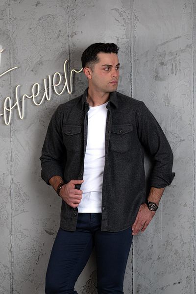 AKÇAYLAR Slimfit διπλή τσέπη, βαμβακερό χοντρό πουκάμισο ξυλοκόπο