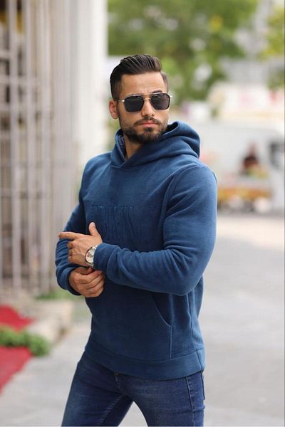 AKÇAYLAR Ανδρικό φούτερ με κουκούλα Slimfit Fleece