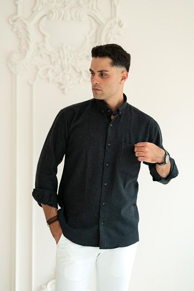 BİCAN Χειμερινό ανδρικό πουκάμισο Bican Casual Cut με χοντρό ύφασμα με τσέπες